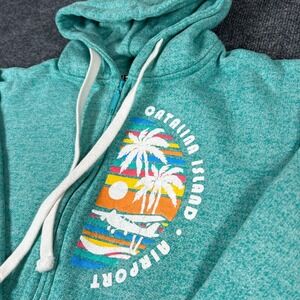 Lonerock Catalina Island Airport Graphic Zip Up Hoodie Teal Medium READ